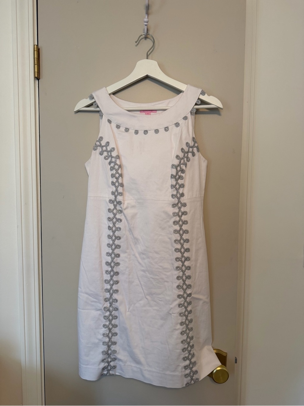 Lilly Pulitzer White Dress with Silver Embroidery